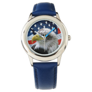 Relógio Crianças Patriótica Bald Eagle American Flag Watch