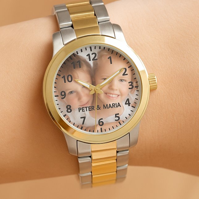 Relógio Crianças personalizadas nomes de fotos de crianças (Criador carregado)