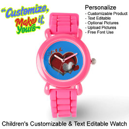 Relógio Crianças Rosa Silicone Veem Rosto Azul