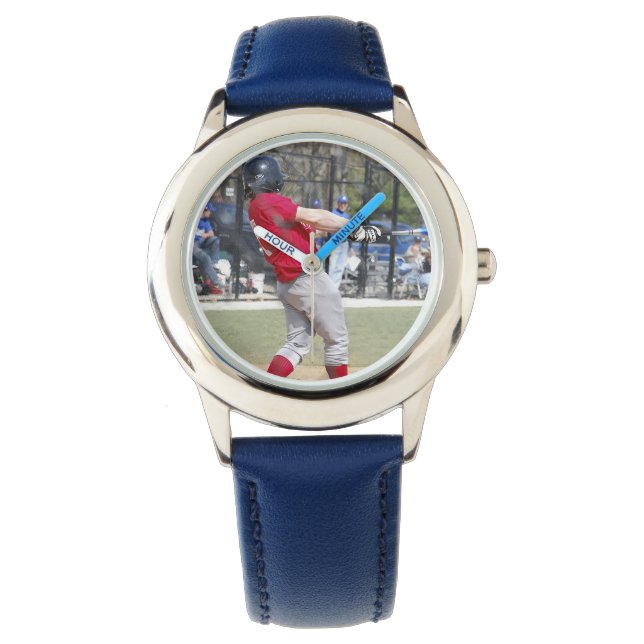 Relógio Crie seu próprio bezel Numerado Azul Personalizado (Frente)