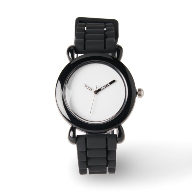 Relógio Crie seu próprio Design Kids Black Silicone Watch (Frente)
