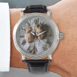 Relógio Crie sua própria foto personalizada<br><div class="desc">Design de relógio moderno, elegante e personalizável e minimalista, com sua foto personalizada, imagem ou logotipo. Adicione sua foto favorita, design ou trabalho de arte para criar algo realmente único. Para editar este modelo de design, clique no botão 'Alterar' e carregue sua própria imagem conforme mostrado acima. Trate-se ou faça...</div>