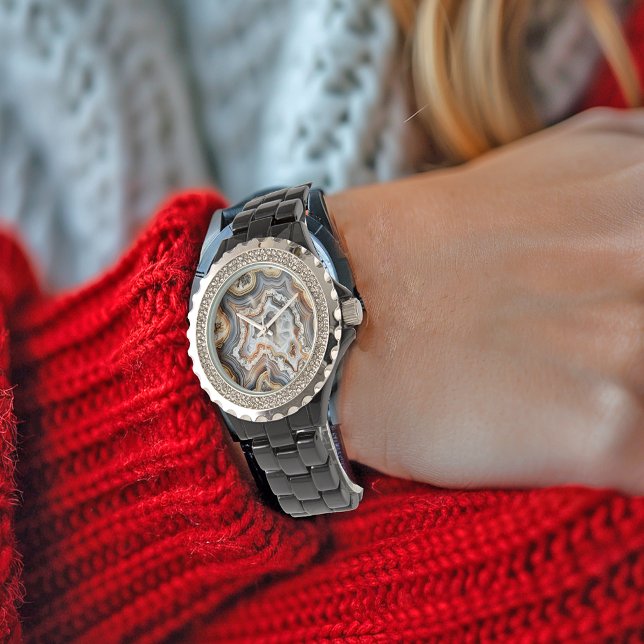 Relógio Cristais Brancos Geode Quartz Bonito (Criador carregado)