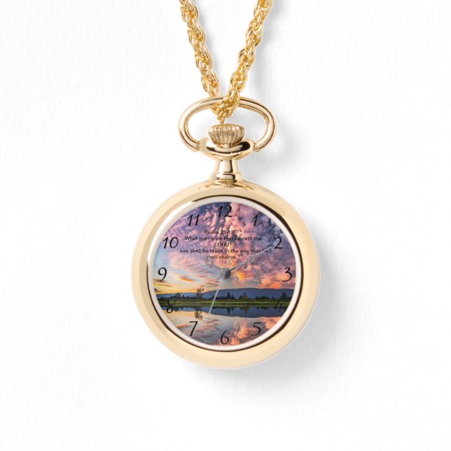 Relógio Cruz de Christian Faith com Salm 25:12 (Frente)