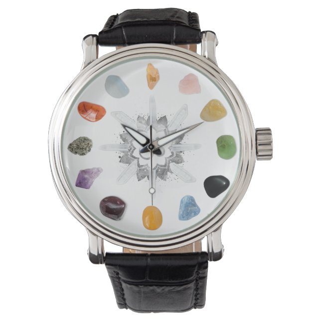 Relógio *~* Crystal Grid Chakra Stones Om Lotus Espiritual (Frente)