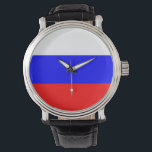 Relógio Cuidado especial Patriótico com Bandeira da Rússia<br><div class="desc">Olho de pulso elegante e patriótico com a bandeira da Rússia. Este produto é personalizável.</div>