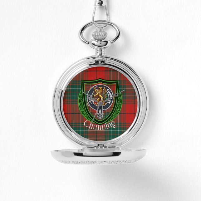 Relógio Cumming Scottish Clan Tartan & Crest (Frente)