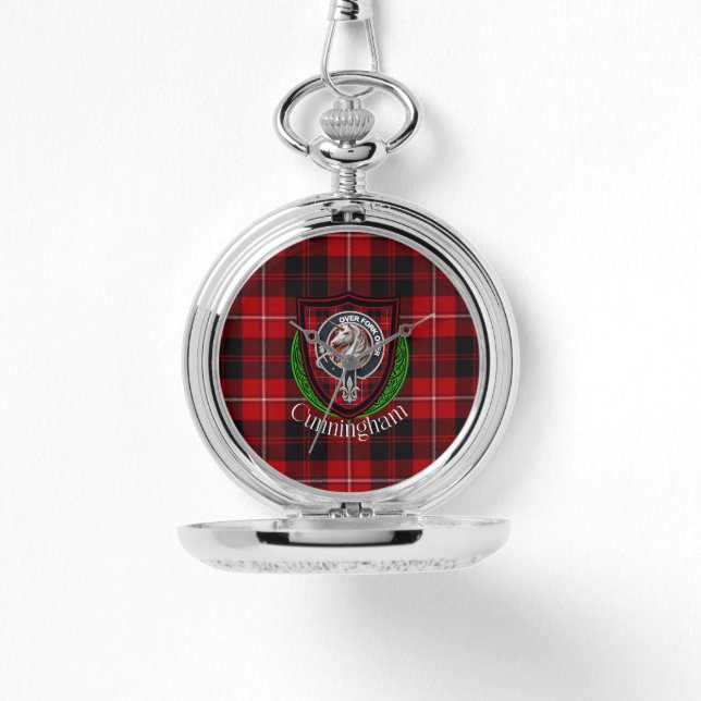 Relógio Cunningham Scottish Clan Tartan & Crest (Frente)