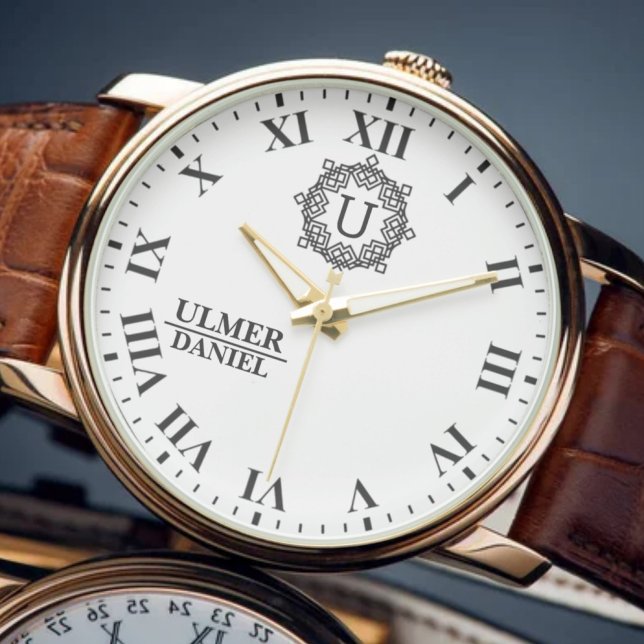 Relógio Custom Anniversary Engraved Name & Initials  (Criador carregado)