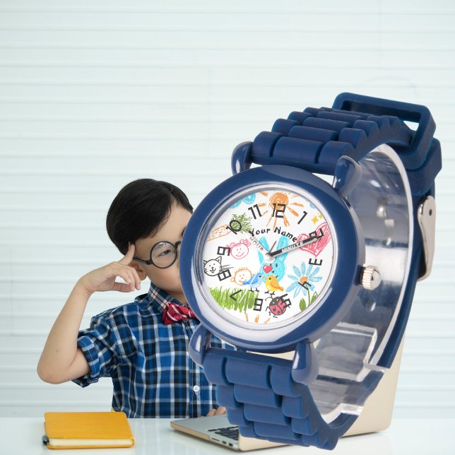 Relógio Custom boy Name blue Glitter Strap Kids Watch (Custom BOY Name BLUE Glitter Strap Kids Watch)