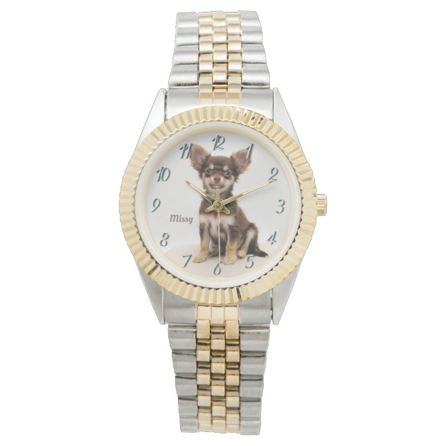 Relógio Custom Chihuahua Watch (adicione um nome) 325 By Z (Frente)