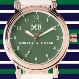 Relógio Custom couple names His and Hers monogram initials