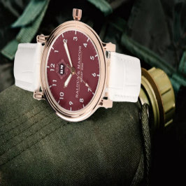 Relógio Custom couple names monogram burgundy