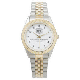 Relógio Custom couple names simple minimal monogram