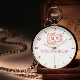 Relógio Custom Couple’s name red and white Monogram 