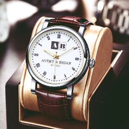 Relógio Custom Couples  Monogram Wedding 