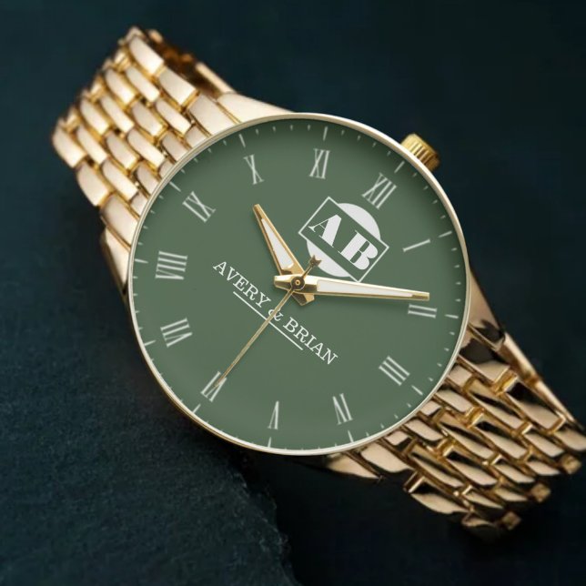 Relógio Custom Couples  Monogram Wedding Anniversary Gift (Criador carregado)