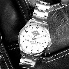 Relógio Custom engraved elegant couple  name 