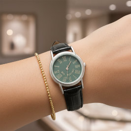 Relógio Custom Green Mr & Mrs Wedding Watch for Couples