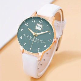 Relógio Custom initials floral anniversary monogramed