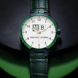Relógio Custom Leather Personalized Name & Initials Gift