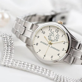 Relógio Custom Name Botanical Monogram Romantic Gift