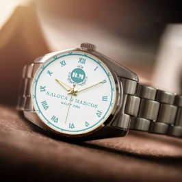 Relógio Custom Name & Initials Vintage Style Couple’s 