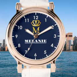 Relógio Custom Name Luxury Royal Elegant Monogran 