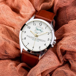 Relógio Customized Floral Monogram Timepiece for Him & Her