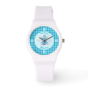 Relógio Cute Blue Baby Boy Personalizado