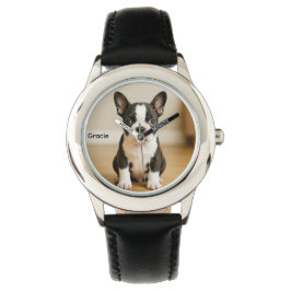 Relógio Cute Boston Terrier Personalizada Kid's