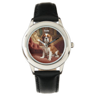 Relógio Cute Cavalier King Charles Kid é personalizado