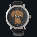 Relógio Cute Dachshund | Cachorro-protetor<br><div class="desc">Este relógio original de pulso de cão,  está disponível em estilos variados para homens,  mulheres e crianças. Um legal acessório de moda que faz um presente de excelente para amantes de Dachshund vermelho liso e revestido. Visite o Doodle World de Jenn para muitos mais relógios de cães na moda.</div>