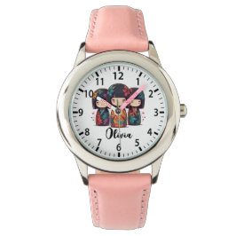 Relógio Cute Japanese Kokeshi Dolls