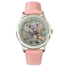 Relógio Cute Koala Elegant Pastel Floral