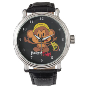 Relógio Cute Monkey Time Watch com caráter chinês