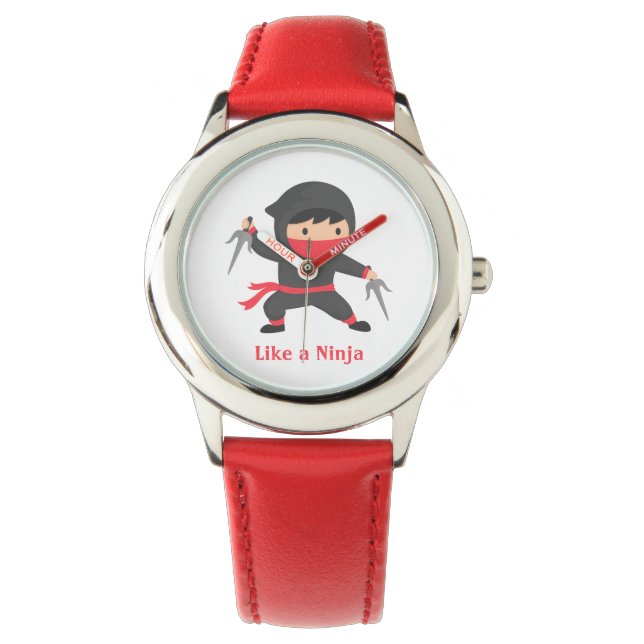 Relógio Cute Ninja Kid com Sai Armas Boys Watch (Frente)