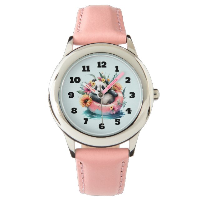 Relógio Cute Panda Chilta em um tubo interno (Frente)