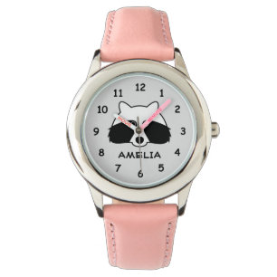 Relógio Cute raccoon watch personalizado com o nome da cri