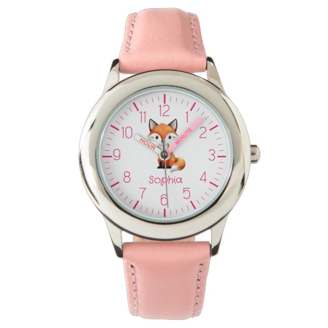 Relógio Cute Red Fox Personalised Kid's Watch (Frente)