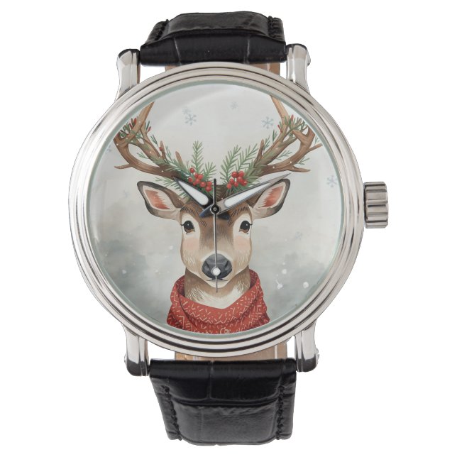 Relógio Cute Reindeer Christmas Wrist Watch (Frente)