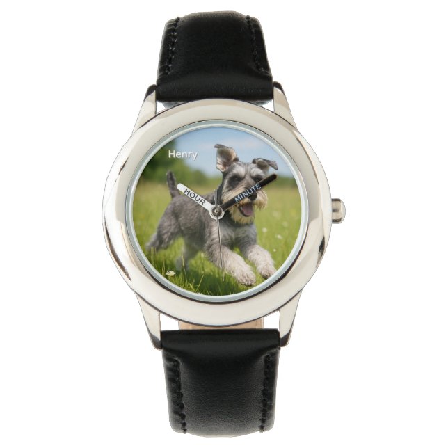 Relógio Cute Schnauzer Kid's Personalised Watch (Frente)