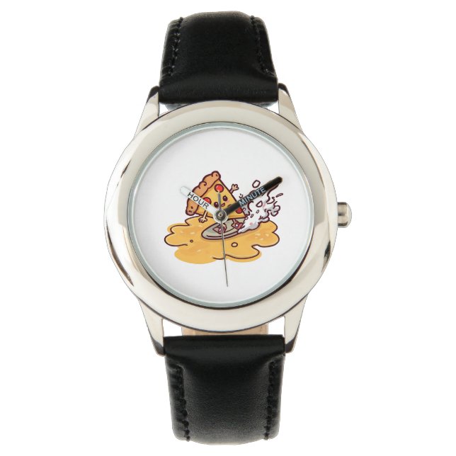 Relógio Cute Surfing Pizza Slice Wall watch (Frente)