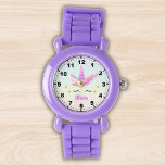 Relógio Cute Unicorn with Magic Rainbow, Girl<br><div class="desc">Este lindo diseño tiene un lindo fondo con unicornio y fondo multicolor del arcoiris con el nombre de tu hija, este diseño es ideal para Niñas que esten aprendiendo a usar el reloj por primera vez y a su vez es un regalo hermoso para Niñas. No dude y Adquiera este...</div>