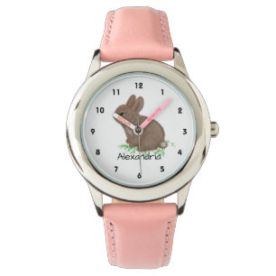 Relógio Cute Woodland Bunny Name Personalizado