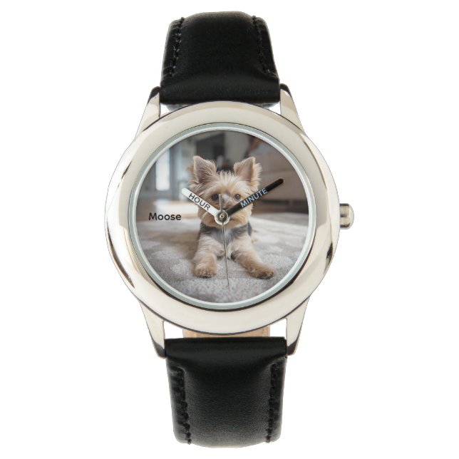 Relógio Cute Yorkshire Personalizada Kid's (Frente)