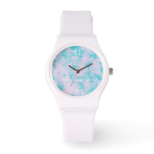 Relógio Cuz rosa e azul Céu Personalizado Silicone Watch