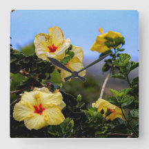 Relógio da parede Maui do quadrado HIbiscus