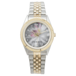 Relógio Dahlia Flores A Preto E Branco Personalizadas