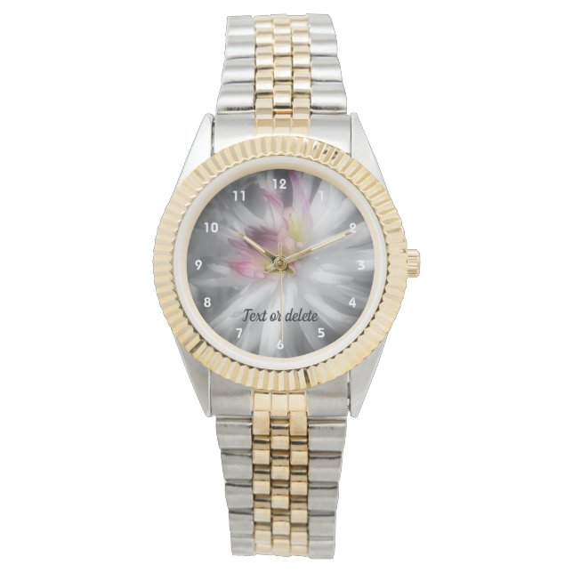 Relógio Dahlia Flores A Preto E Branco Personalizadas (Frente)